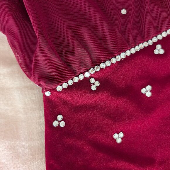 Maroon Ice Figure Skating Leotard Dress Small/Medium - Picture 11 of 11